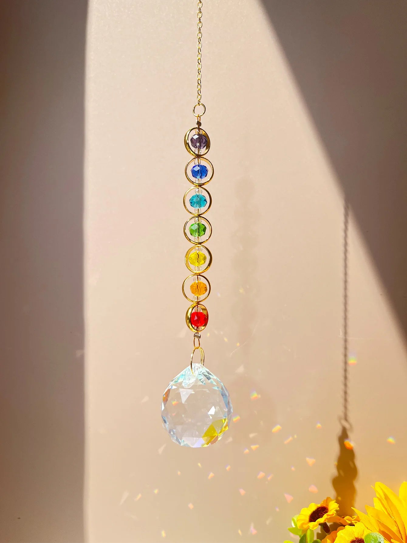 Crystal Suncatcher Mobile - Rainbow Prism Meditation Decor, Hanging Home Decoration & Fantasy Rainbow Maker