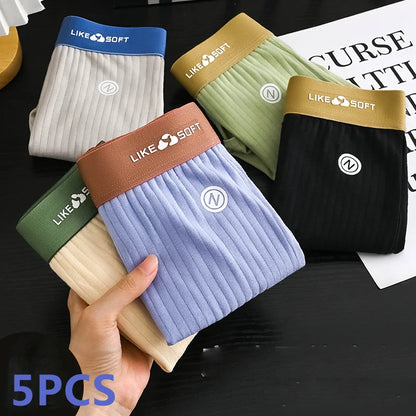 5PCS Men's Striped Boxer Shorts - Funny Comfortable Underwear with U-Convex Design