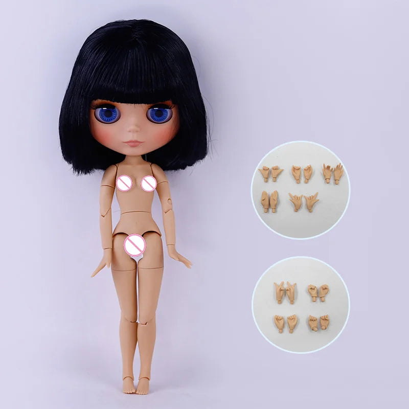 ICY DBS Blythe Doll – Tan Skin Matte Face with Eyebrows, 1/6 BJD Joint Body, Anime Christmas Gift