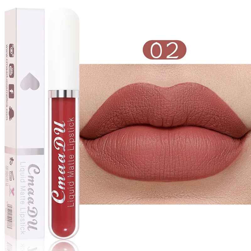 Sexy Long-Lasting Velvet Matte Lip Gloss – Waterproof, Non-Stick Red Liquid Lipstick for Women