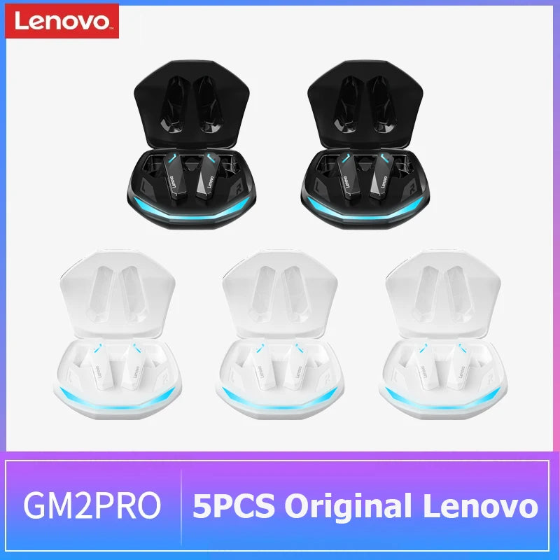 5PCS Original Lenovo GM2 Pro TWS Wireless Earphones – Bluetooth 5.3 HD Earbuds with Mic, Touch Control Sports Headphones