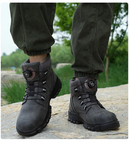 2024 Fashion Waterproof Security Work Boots – Protective Leather, Anti-Smash & Anti-Puncture Industrial Safety Shoes