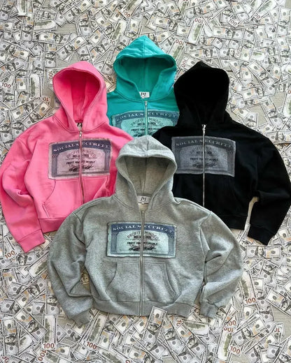 Y2K Retro Autumn Hoodies for Men & Women – Personalized Printed Street Style Long Sleeve Hooded Cardigan