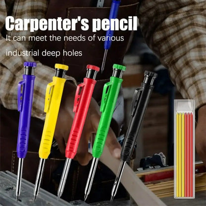 Carpenter Pencil Set for Woodworking - 5 Colors Mechanical Pencils with Refill for Carpentry Marking & Construction Jobs