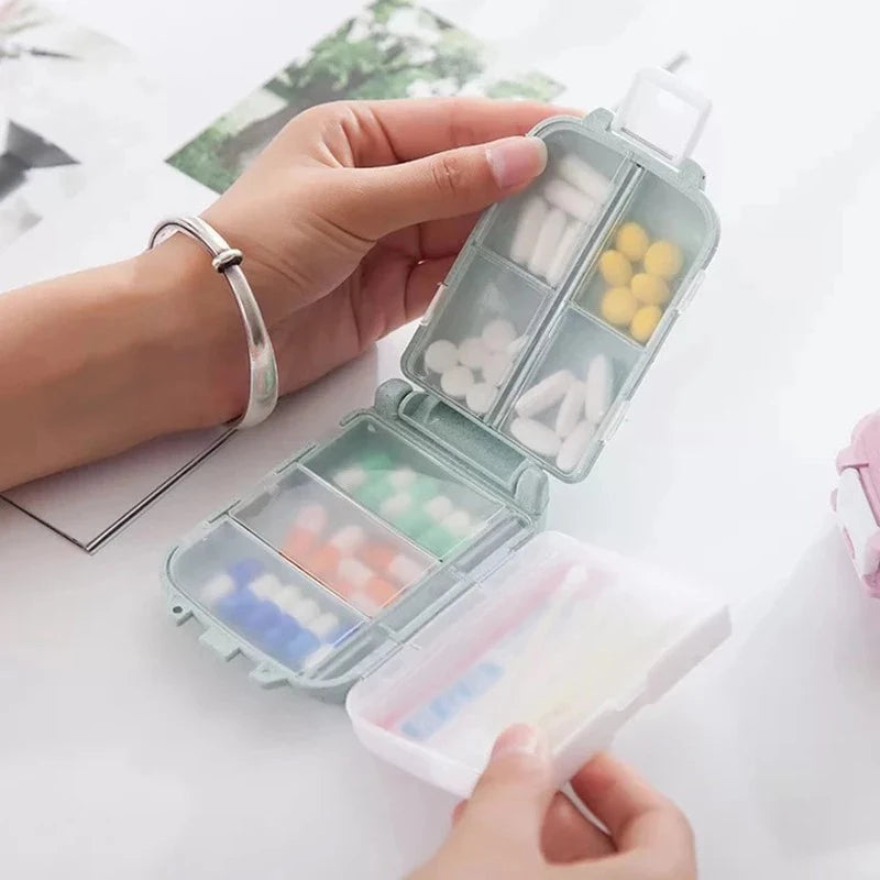 Fashionable Three-Layer Small Medicine Box – Foldable with 3 Sections & 8 Compartments for Mini Storage