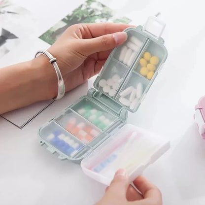 Fashionable Three-Layer Small Medicine Box – Foldable with 3 Sections & 8 Compartments for Mini Storage
