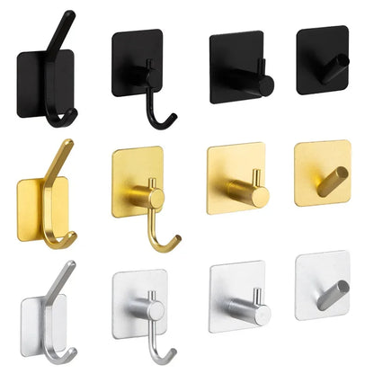 Self-Adhesive Wall Hooks – Multi-Purpose Towel, Coat, Robe, Key, and Bag Hangers for Bathroom, Kitchen, and Home Organization