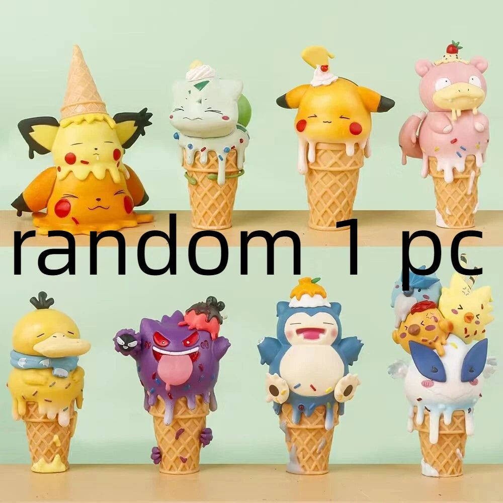Pokémon Ice Cream Cone Blind Box Figure - Cute Psyduck and Gengar Anime Collectible Desktop Ornament Gift
