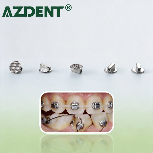 AZDENT 10PCS Orthodontic Lingual Buttons - Bondable Round Mesh Base Single Tube Dental Treatment Accessories