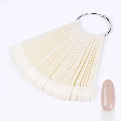 50-Piece Nail Swatch Display Tips - Clear Oval Fan Nail Polish Practice Palette