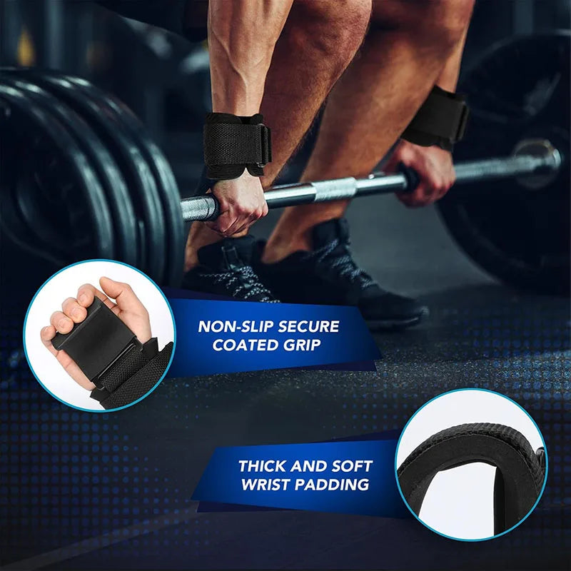 Weight Lifting Hook Grip Straps with Wrist Support – Gym Fitness Gloves for Pull-Ups, Powerlifting & Strength Training Grip Assistance