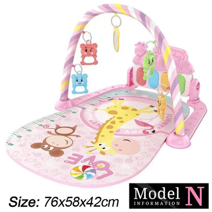 Baby Fitness Play Gym - Newborn Piano Activity Mat with Music, Crawling Blanket & Early Education Toys 0-36 Months
