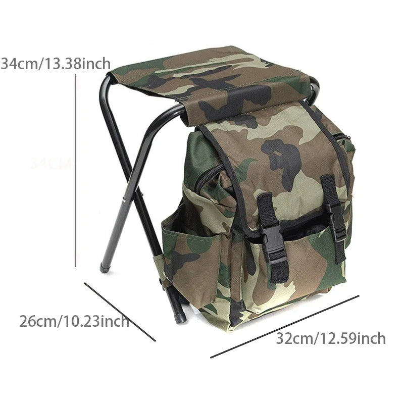 Backpack Cooling Chair – Folding Seat Stool with Mountaineering Bag, Lightweight Outdoor Equipment for Camping, Hiking & Traveling