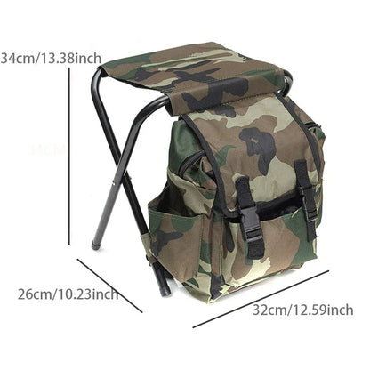 Backpack Cooling Chair – Folding Seat Stool with Mountaineering Bag, Lightweight Outdoor Equipment for Camping, Hiking & Traveling