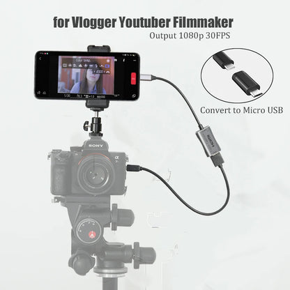 BFOLLOW Android Phone Tablet Camera Monitor HDMI Adapter - Ideal for Vloggers, YouTubers, Filmmakers - DSLR Video Capture Card