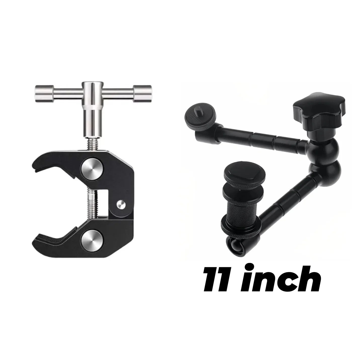 7"/11" Articulating Magic Arm with Super Clamp – DSLR Camera Rig Mount for Monitor, LED Light & Video Accessories