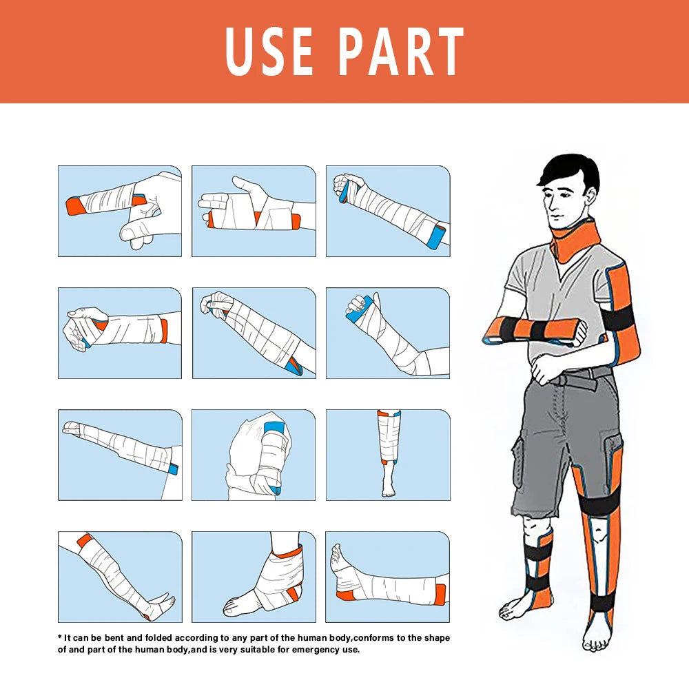 First Aid Universal Aluminum Splint Roll — Medical Survival Polymer for Bone Support, Emergency Kit for Outdoor & Travel