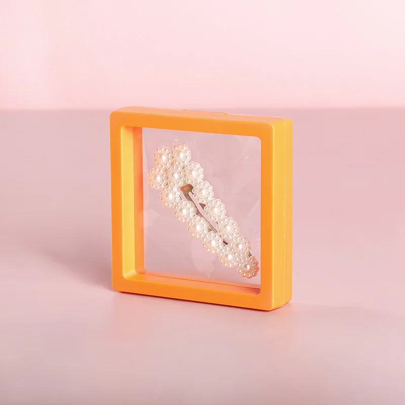 10pcs Transparent Floating Jewelry Display Boxes – Colorful 3D PE Membrane Frame Cases