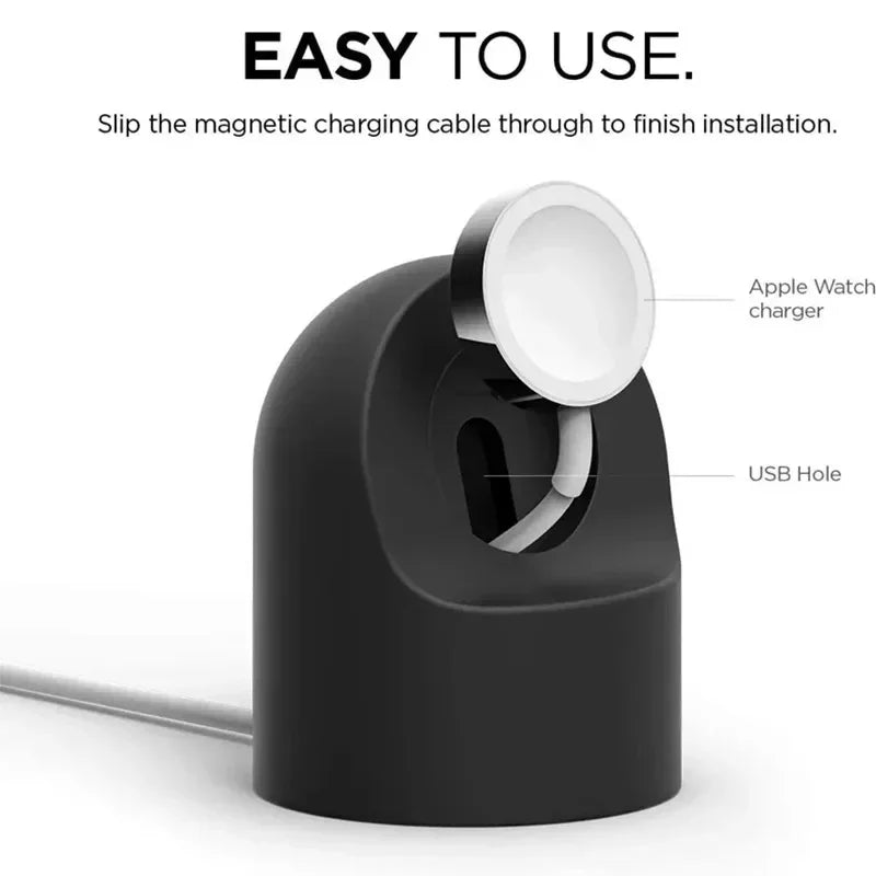 Apple Watch Silicone Charging Dock Stand - Desktop Holder for Apple Watch Ultra, Series 2–9 and SE Models