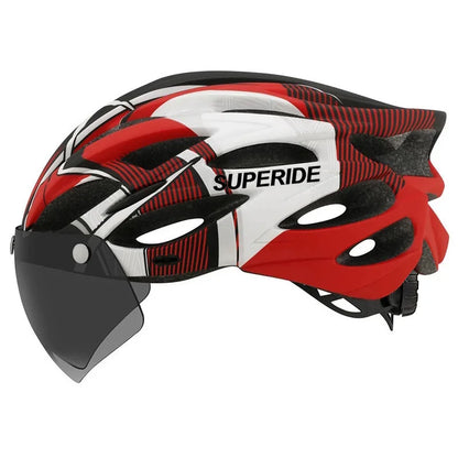 SUPERIDE Ultralight Cycling Helmet - In-Mold Road & MTB Bike Helmet with Magnetic Goggles & Sun Visor for Men & Women