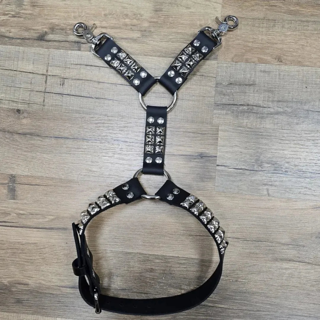 Gothic Leg Harness Strap - Black PU Leather Rivet Belt for Jeans, Hip Hop, Punk and Unisex Fashion
