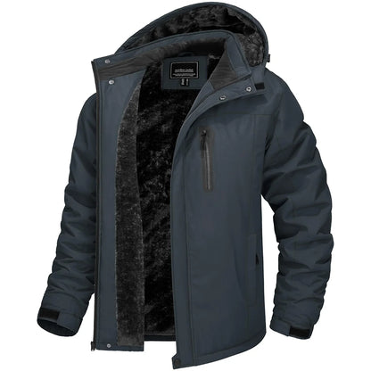 TACVASEN Winter Fleece Jacket for Men - Waterproof Hiking Skiing Outdoor Trekking Windbreaker Parka