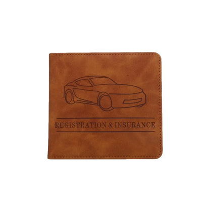 Car Registration & Insurance Holder – Leather Driving License Cover, Auto Documents Storage Bag & Credit Card Holder