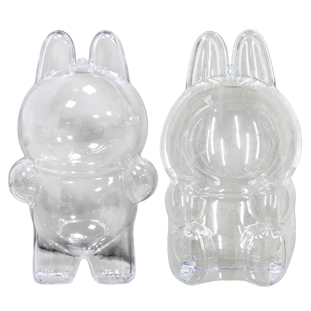 Labubu Transparent Protective Cover for Elf Doll - Cute Monster Toy Storage & Display Case for Party Plushies