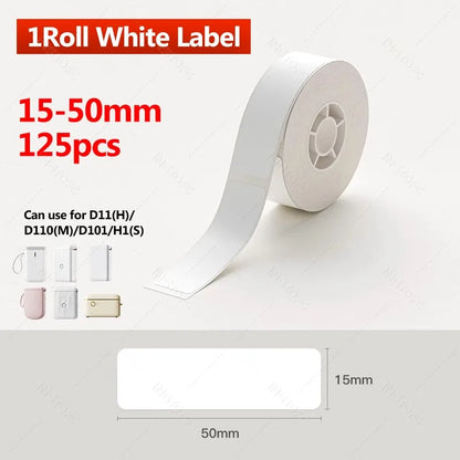Niimbot D11/D110/D11H/D110M Label Sticker Paper, Self-Adhesive Waterproof Pure White Thermal Printer Labels for Home & Office Use