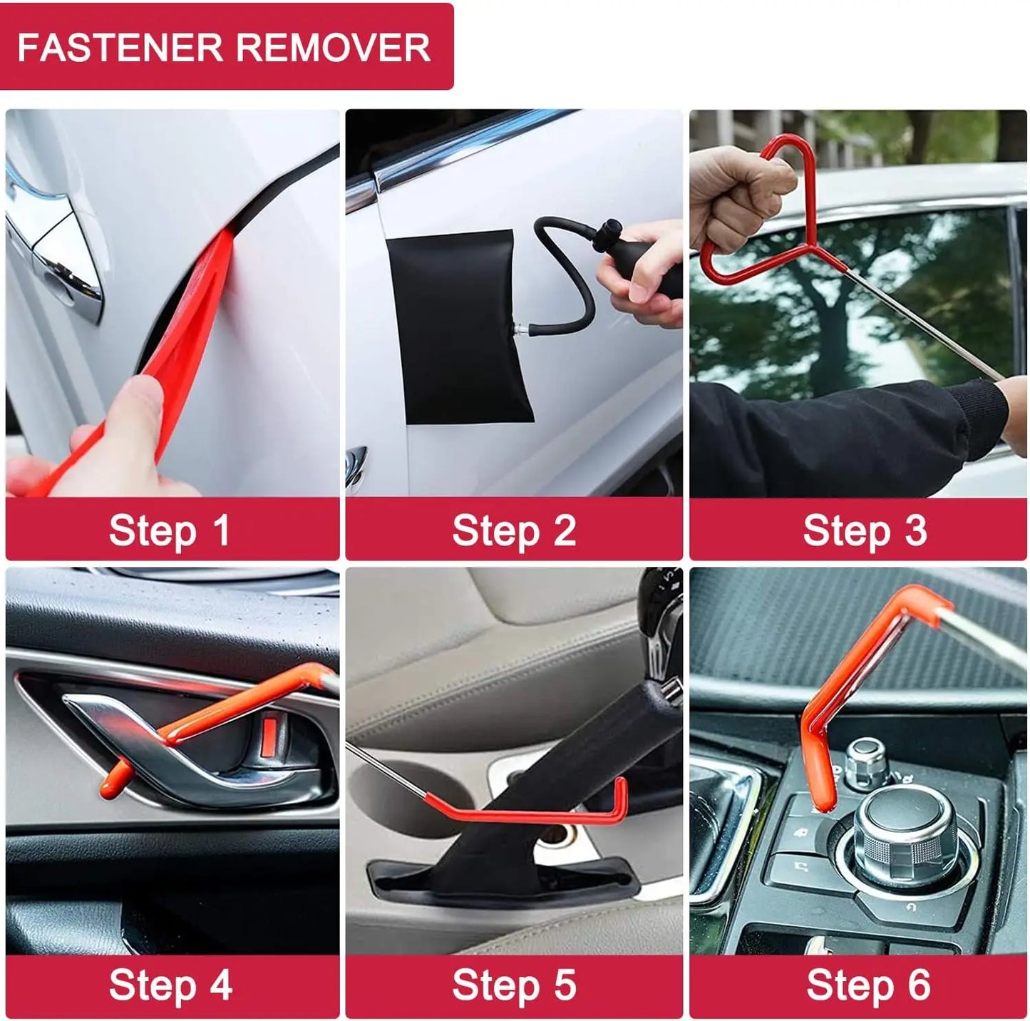 EAFC 21/18PCS Car Door Tool Kit - Inflatable Air Pump, Auto Window Door Opener, Fixing Gripper Tools, Long Reach Kit with Carrying Bag