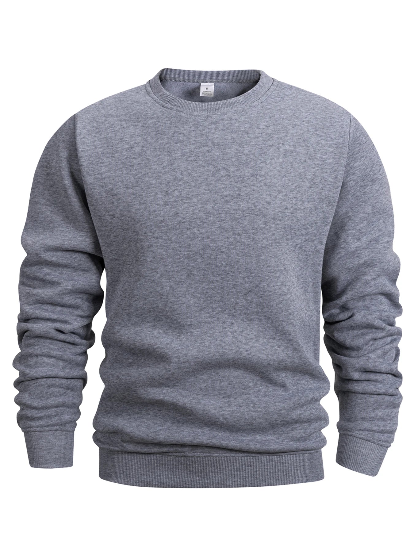 Men’s Crew Neck Sweatshirt — Solid Color Casual Long Sleeve Pullover for Spring Outdoor Sportswear