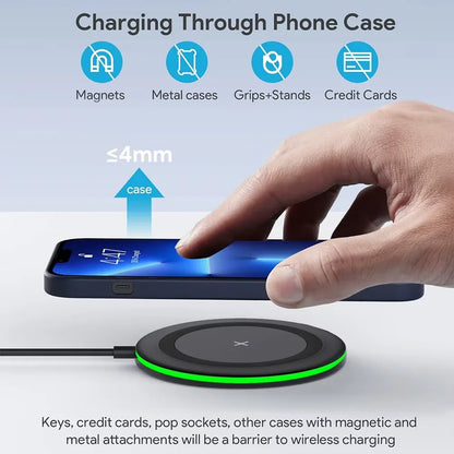 30W Wireless Charger Stand with LED Light - Fast-Charging Base for iPhone 8–17 Series, Samsung Galaxy S25/S26 and Xiaomi Devices