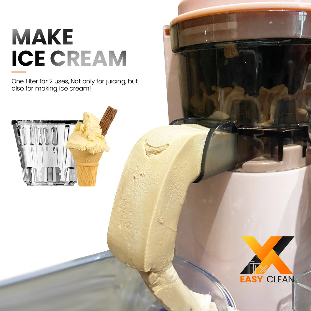 Mini Portable Slow Juicer – Electric Fruit Juice Extractor & Blender, Easy Clean, Ice Cream Maker