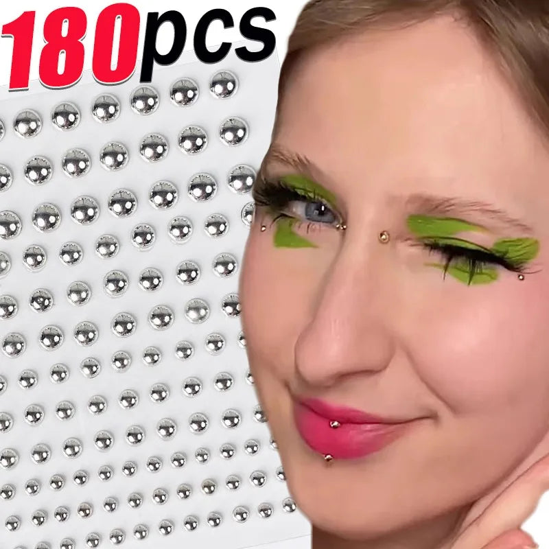 180pcs Non-Piercing Fake Nose Lip Stickers - Disposable Faux Piercing Jewelry for Nose, Lip, Belly & Eyebrow Style