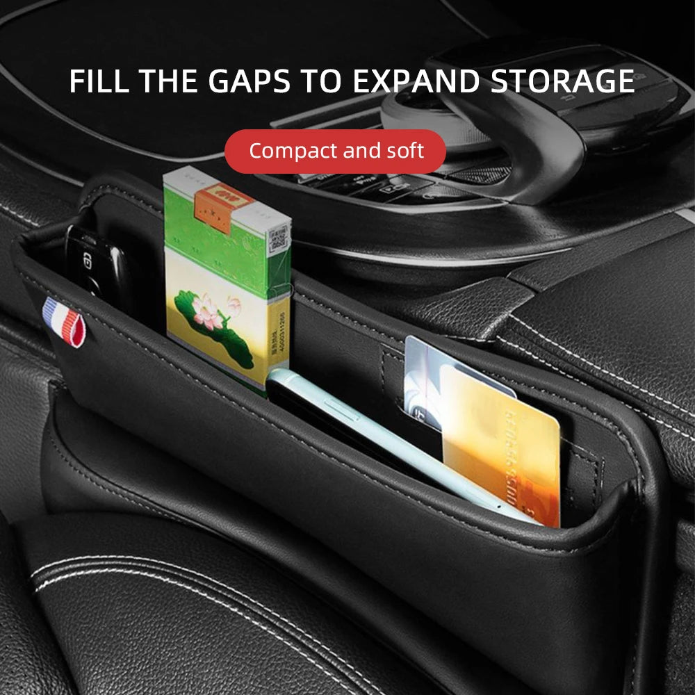 Universal Car Seat Gap Organizer Box – Multifunction Leather Storage Pocket with Cup Holder for Phone, Wallet, Keys & Cards