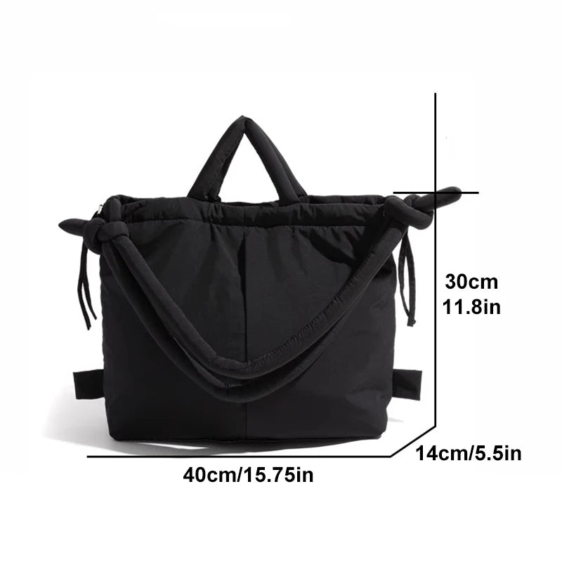 2023 Casual Nylon Padded Tote Bag – Soft Puffer Shoulder & Crossbody Handbag for Women, Large Capacity Vintage Design