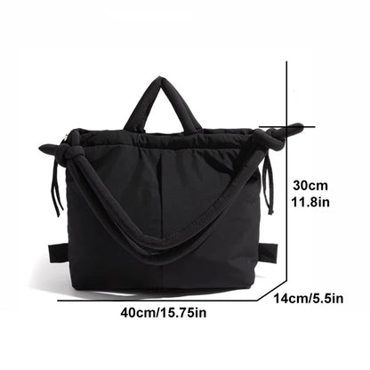 2023 Casual Nylon Padded Tote Bag – Soft Puffer Shoulder & Crossbody Handbag for Women, Large Capacity Vintage Design