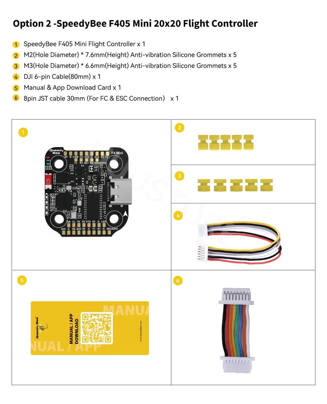SpeedyBee F405 Mini 20x20 Stack — BLS 35A Flight Controller + BLS 35A Mini V2 4-in-1 ESC for FPV Racing Drones