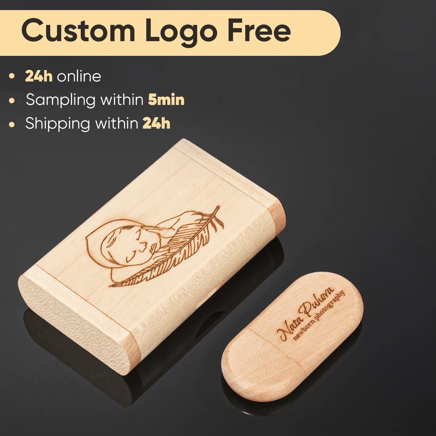 JASTER Wooden Bamboo USB Flash Drive 2.0 – 4GB/8GB/16GB/32GB/64GB/128GB Memory Stick Custom Logo Pendrive for Wedding Gifts & Personal Use