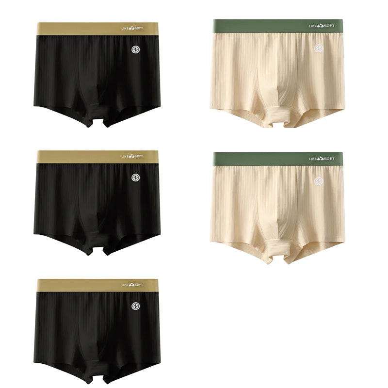 5PCS Men's Striped Boxer Shorts - Funny Comfortable Underwear with U-Convex Design
