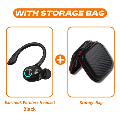 Wireless Bluetooth Earphones – HiFi Bass Ear-Hook Earbuds with HD Mic, Noise Cancelling, Waterproof Sports Gaming Headset