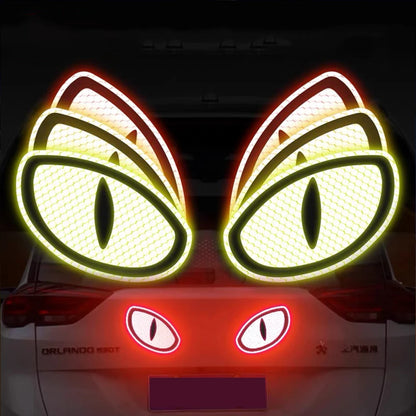 2Pcs Car Reflective Safety Tape Stickers - Cat-Eye Design, High Visibility, for Auto, Truck, Motorcycle, Reflective Strips for Enhanced Road Safety