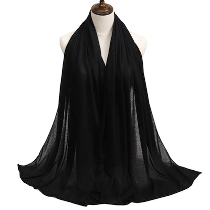 Women's Modal Cotton Jersey Hijab - Soft Solid Color Muslim Headscarf for Ramadan & Everyday Wear