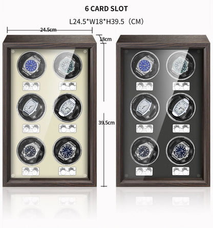IBBETON Luxury Wood Watch Winder – High-End Automatic Watch Box (2/4/6 Slots) with Mabuchi Mute Motor & Storage Cabinet