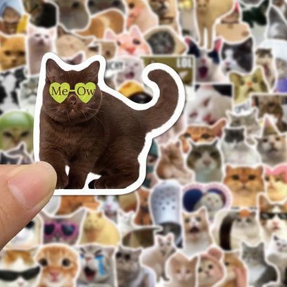 Funny Cat Meme Stickers - Cute Kawaii Animal Decals for Laptop, Notebook, Luggage, Skateboard and Scrapbook DIY
