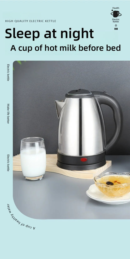 2L Travel Electric Kettle | Stainless Steel Portable Water Boiler for Tea, Coffee & Kitchen