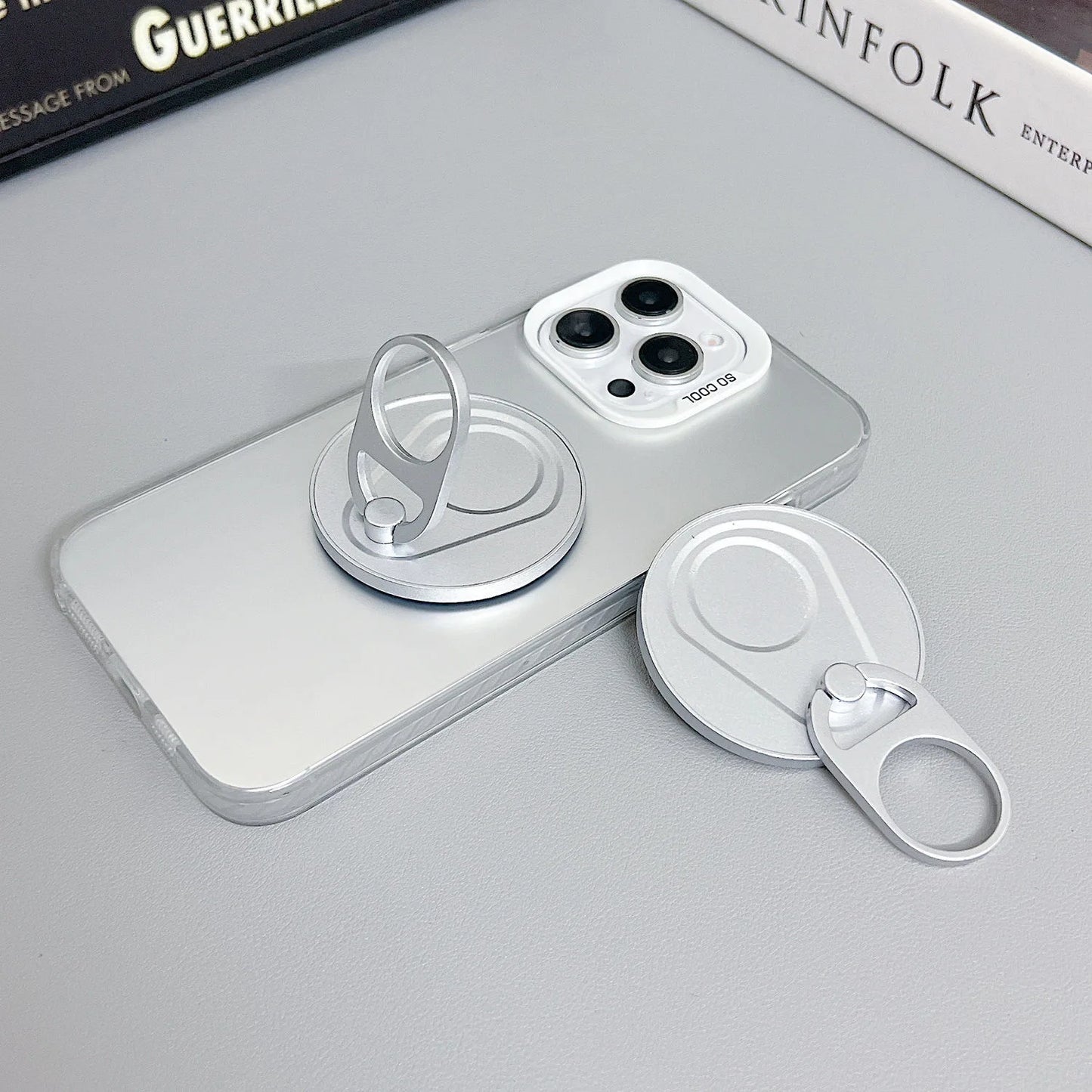 MagSafe Magnetic Zip Top Can Phone Holder – 360° Rotating Alloy Ring with Strong Suction Wall Sticker