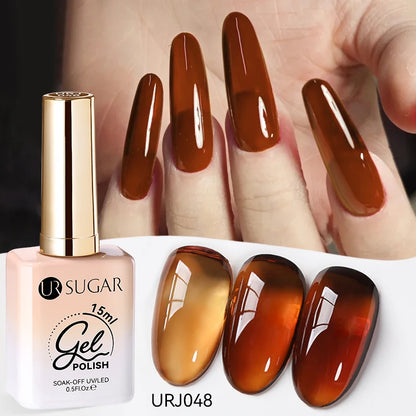 UR SUGAR 15ml Jelly Milky White Gel Polish – Translucent UV Soak Off Nail Art Varnish Semi-Permanent Fashion Nail Color