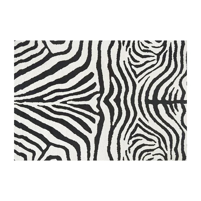 Black Stripe Plush Rug — Non-Slip Luxury Carpet for Living Room, Bedroom, Study, and Nordic Home Decor