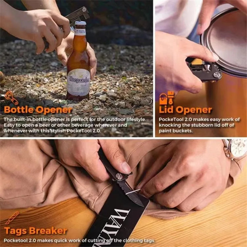 Multifunctional Outdoor Tool Card – Folding Molle Scissors, Mini Army Knife & Bicycle Repair EDC Camping Gear